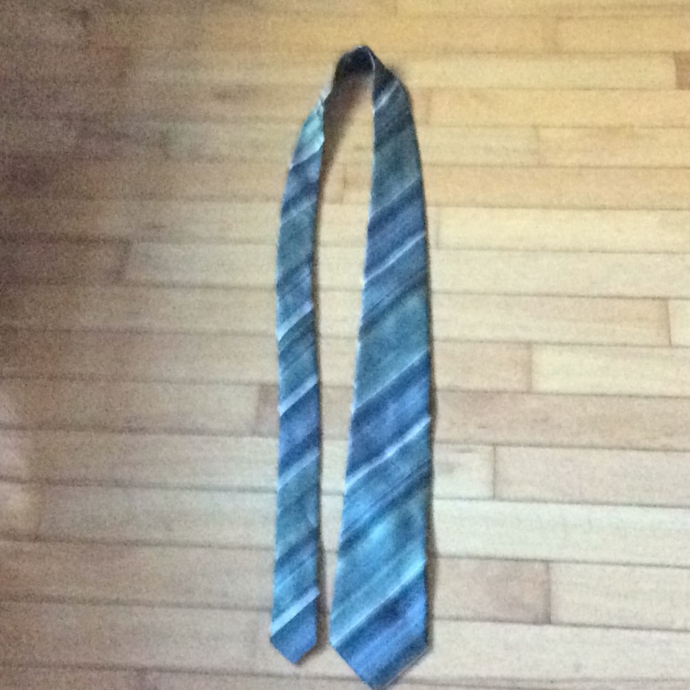 Green and blue striped tie